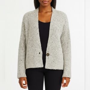 Leo & Sage Women's Cardigan Sweater Oatmeal Chunky‎ Knit Coastal Grandma Size XS
